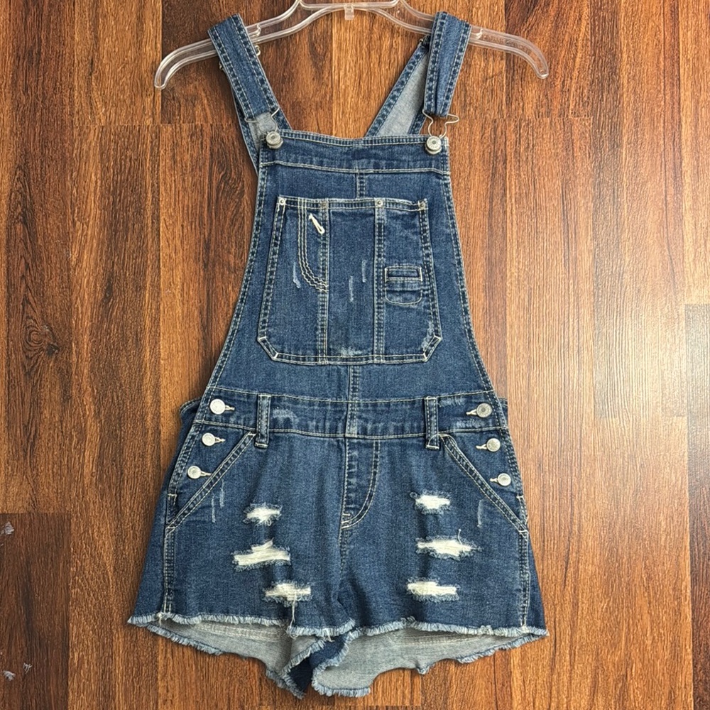Distressed Denim Overalls